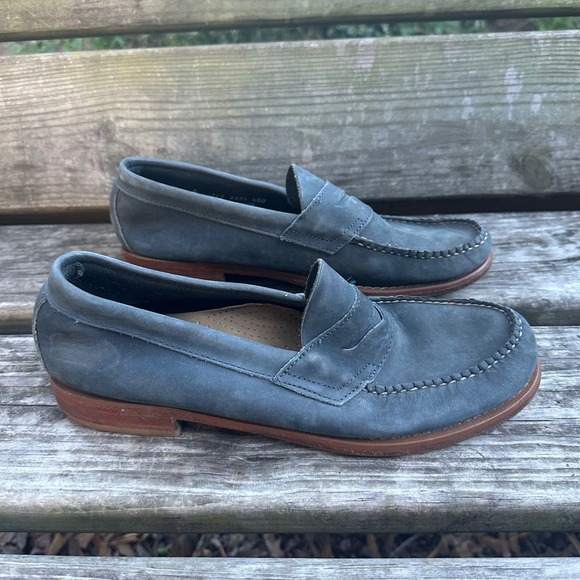 G.H. Bass & Co. Other - GH Bass Weejuns Slate Blue Nubuck Leather Penny Loafers Handmade Men's Sz 8D